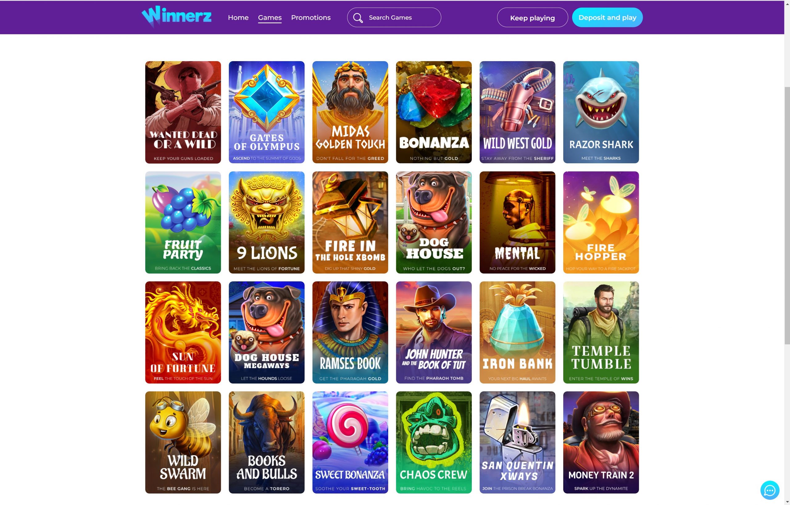 winnerz casino games