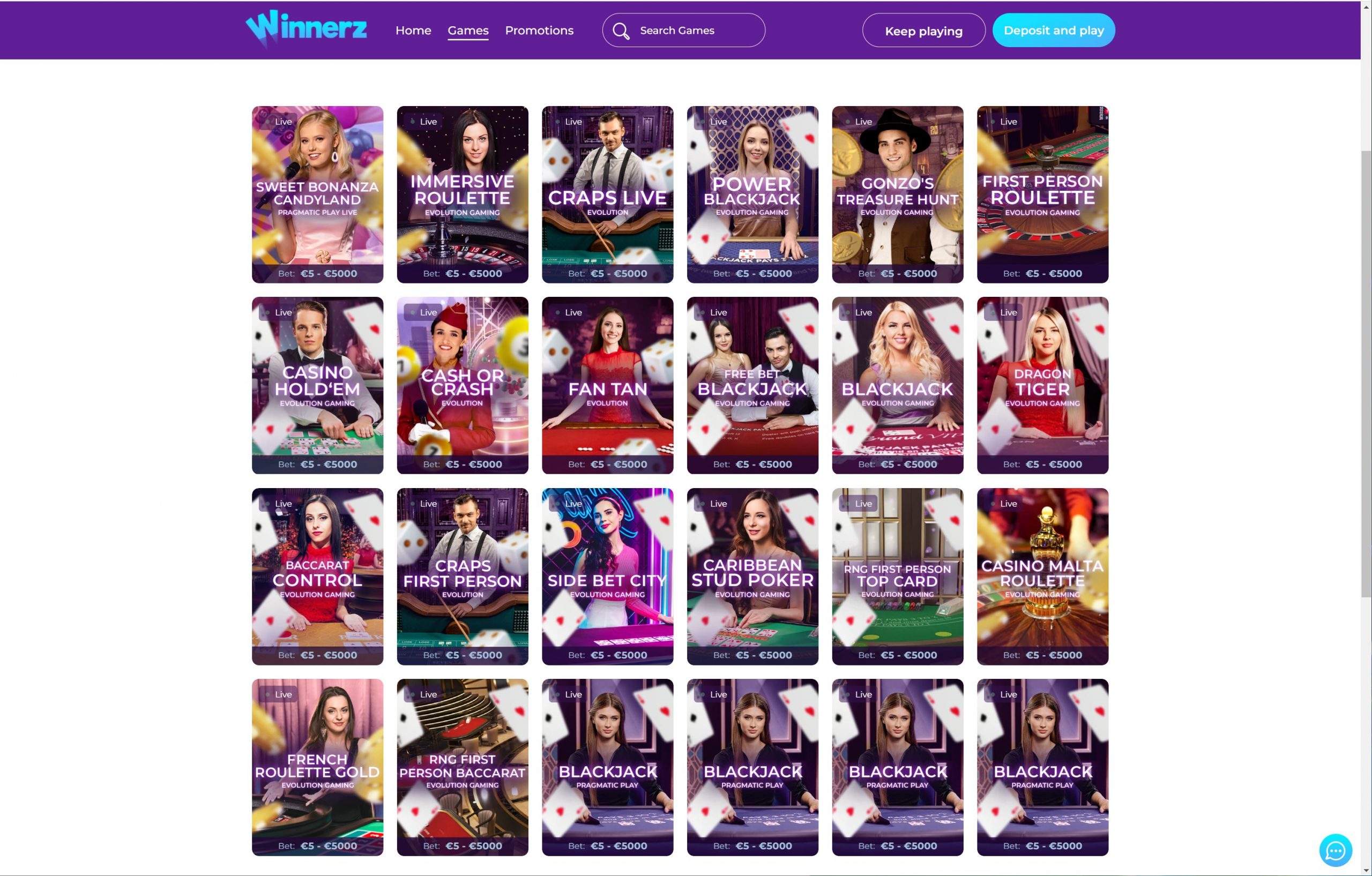 winnerz live casino