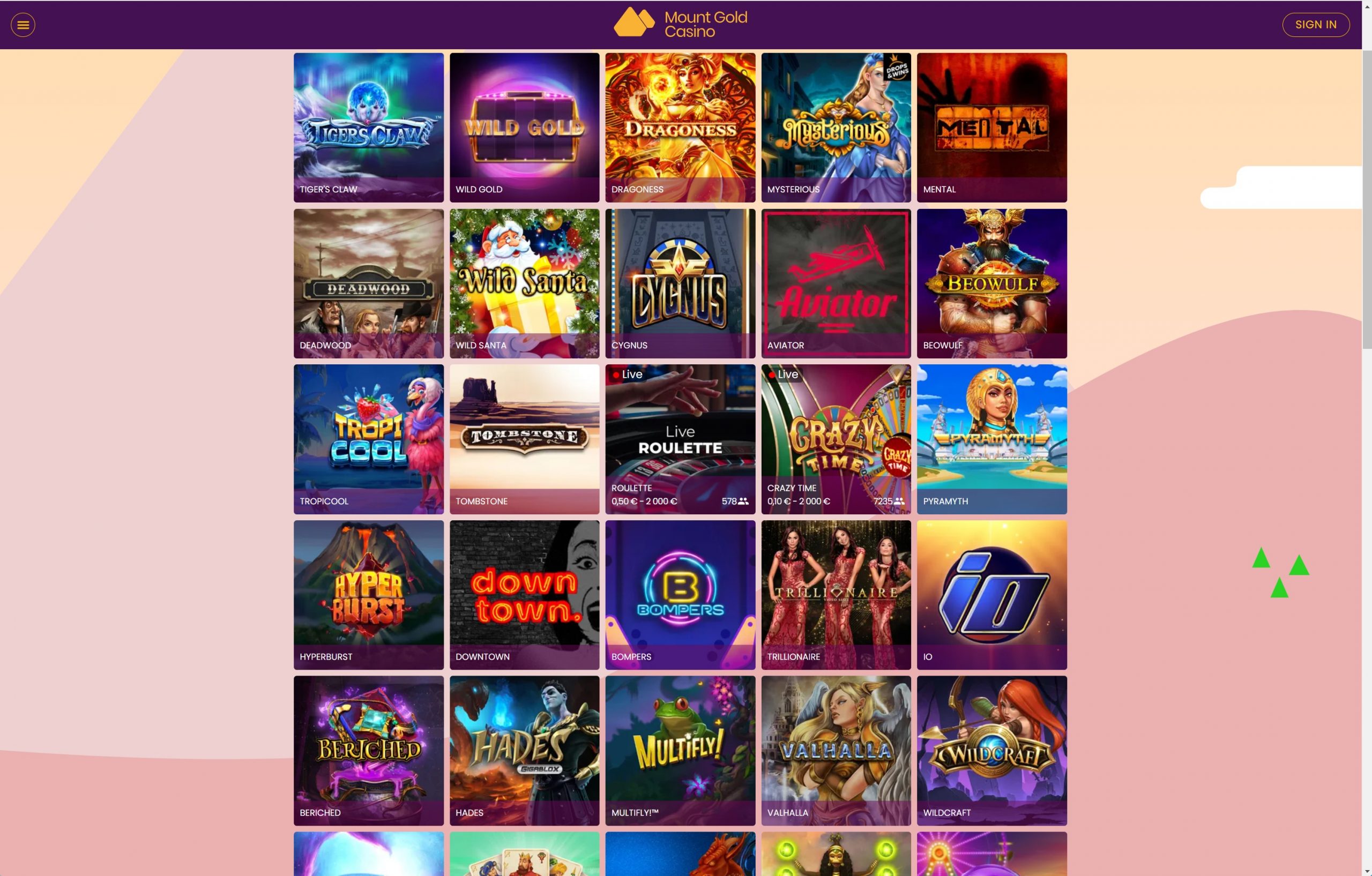 games mount gold casino